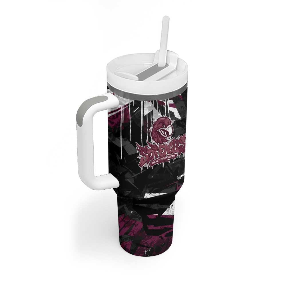 Personalized Manly Warringah Sea Eagles Tumbler With Handle Graffiti Grunge Abstract Urban Street Style Design