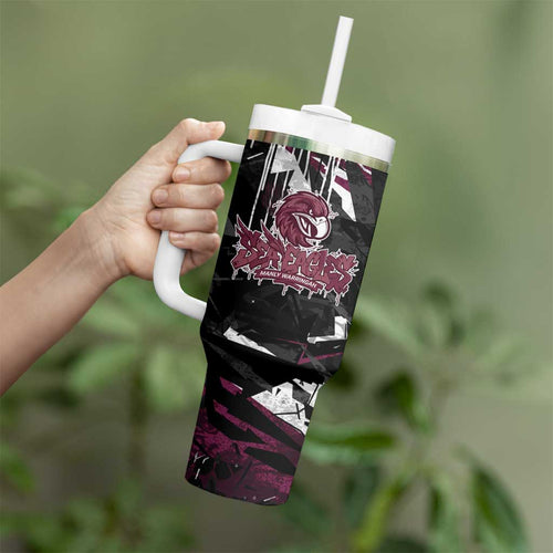 Personalized Manly Warringah Sea Eagles Tumbler With Handle Graffiti Grunge Abstract Urban Street Style Design