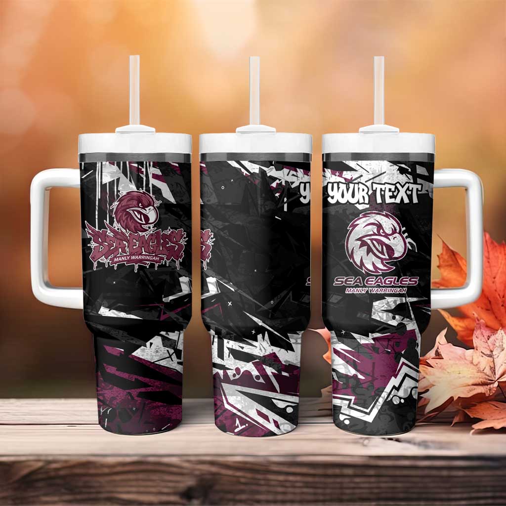 Personalized Manly Warringah Sea Eagles Tumbler With Handle Graffiti Grunge Abstract Urban Street Style Design