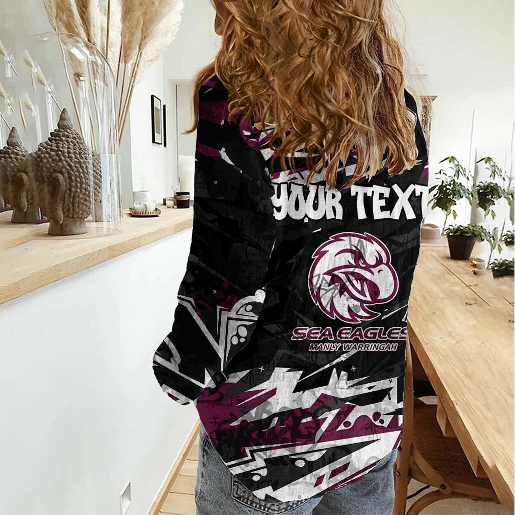 Personalized Manly Warringah Sea Eagles Women Casual Shirt Graffiti Grunge Abstract Urban Street Style Design