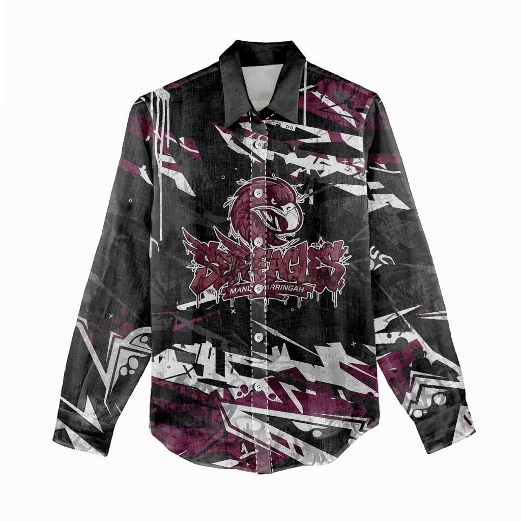 Personalized Manly Warringah Sea Eagles Women Casual Shirt Graffiti Grunge Abstract Urban Street Style Design