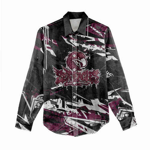 Personalized Manly Warringah Sea Eagles Women Casual Shirt Graffiti Grunge Abstract Urban Street Style Design