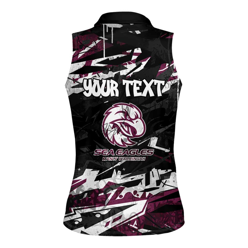 Personalized Manly Warringah Sea Eagles Women Sleeveless Polo Shirt Graffiti Grunge Abstract Urban Street Style Design