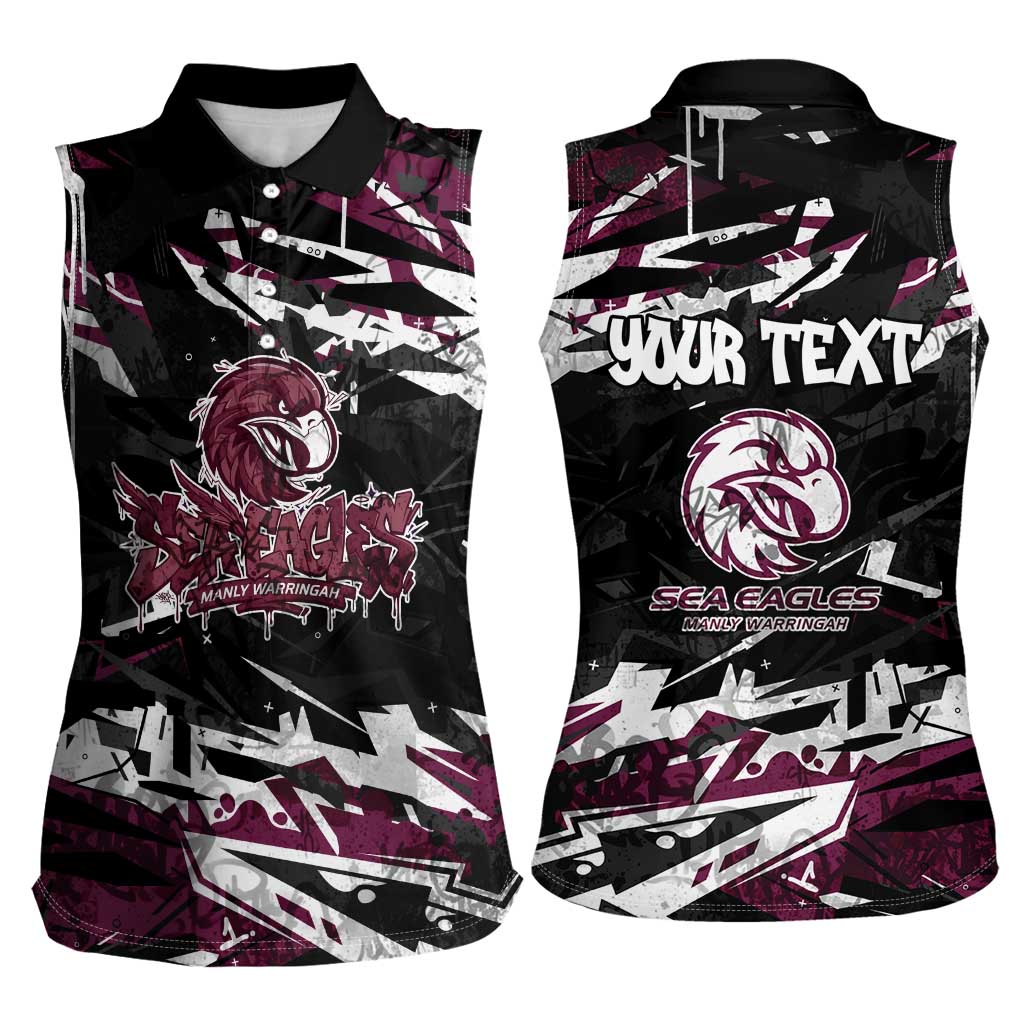 Personalized Manly Warringah Sea Eagles Women Sleeveless Polo Shirt Graffiti Grunge Abstract Urban Street Style Design