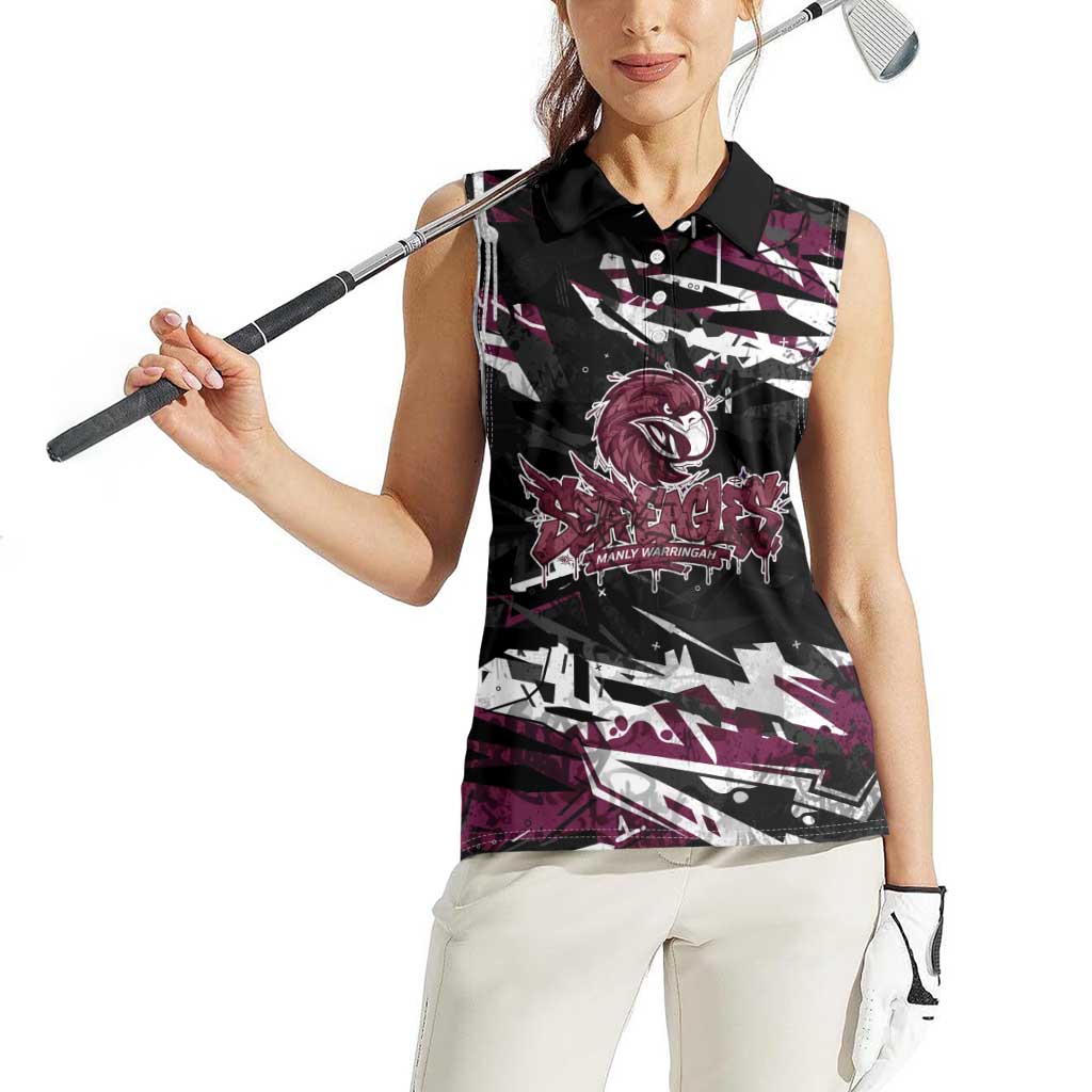 Personalized Manly Warringah Sea Eagles Women Sleeveless Polo Shirt Graffiti Grunge Abstract Urban Street Style Design