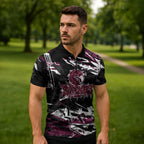 Personalized Manly Warringah Sea Eagles Zipper Polo Shirt Graffiti Grunge Abstract Urban Street Style Design