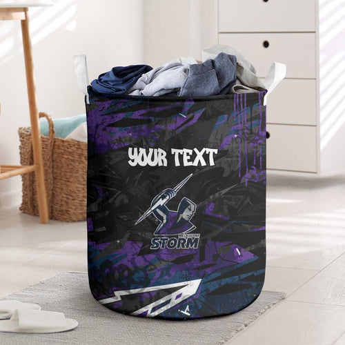 Personalized Melbourne Storm Laundry Basket Graffiti Grunge Abstract Urban Street Style Design