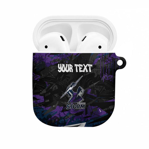 Personalized Melbourne Storm AirPods Case Graffiti Grunge Abstract Urban Street Style Design