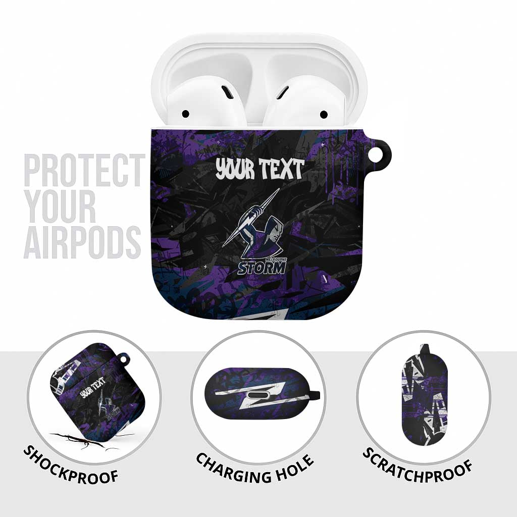 Personalized Melbourne Storm AirPods Case Graffiti Grunge Abstract Urban Street Style Design