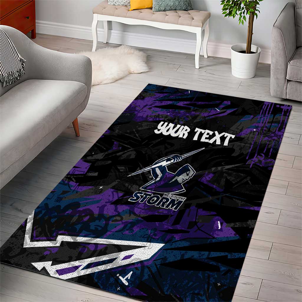 Personalized Melbourne Storm Area Rug Graffiti Grunge Abstract Urban Street Style Design
