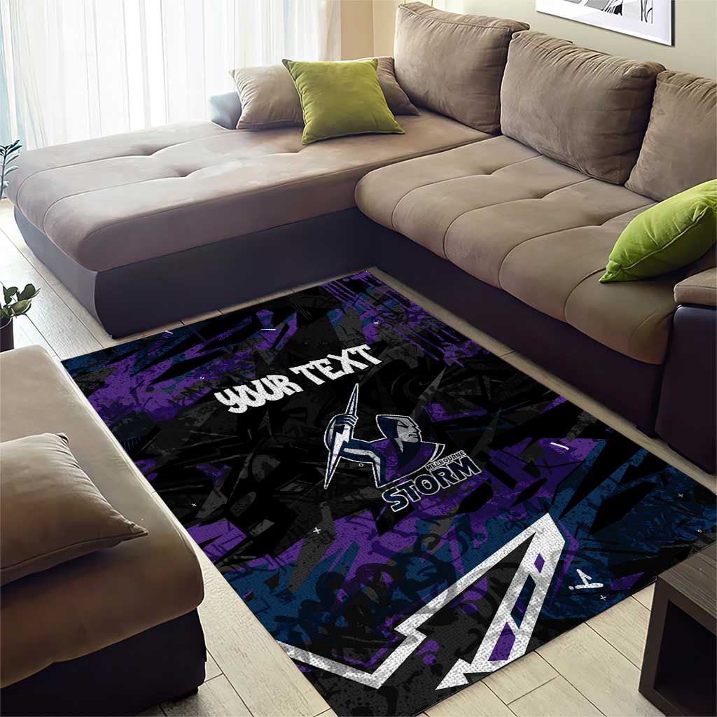 Personalized Melbourne Storm Area Rug Graffiti Grunge Abstract Urban Street Style Design