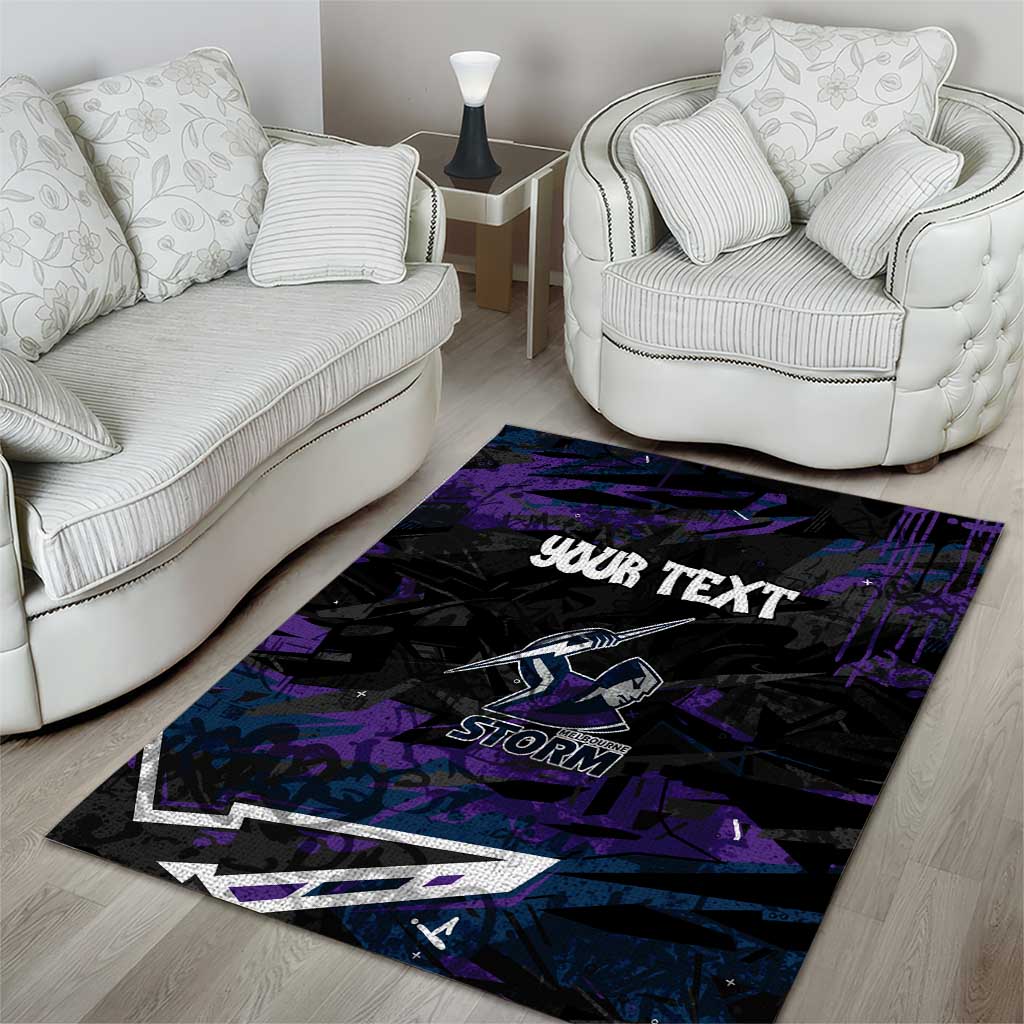 Personalized Melbourne Storm Area Rug Graffiti Grunge Abstract Urban Street Style Design