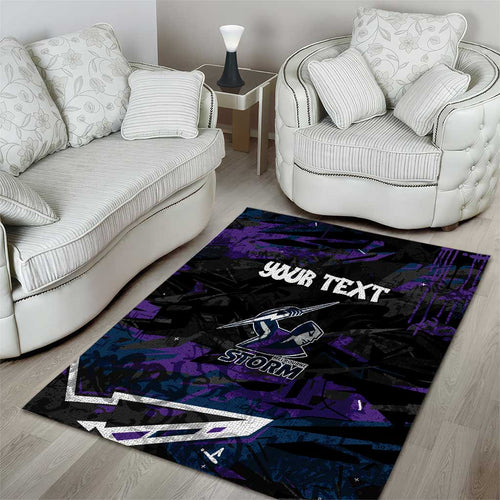 Personalized Melbourne Storm Area Rug Graffiti Grunge Abstract Urban Street Style Design