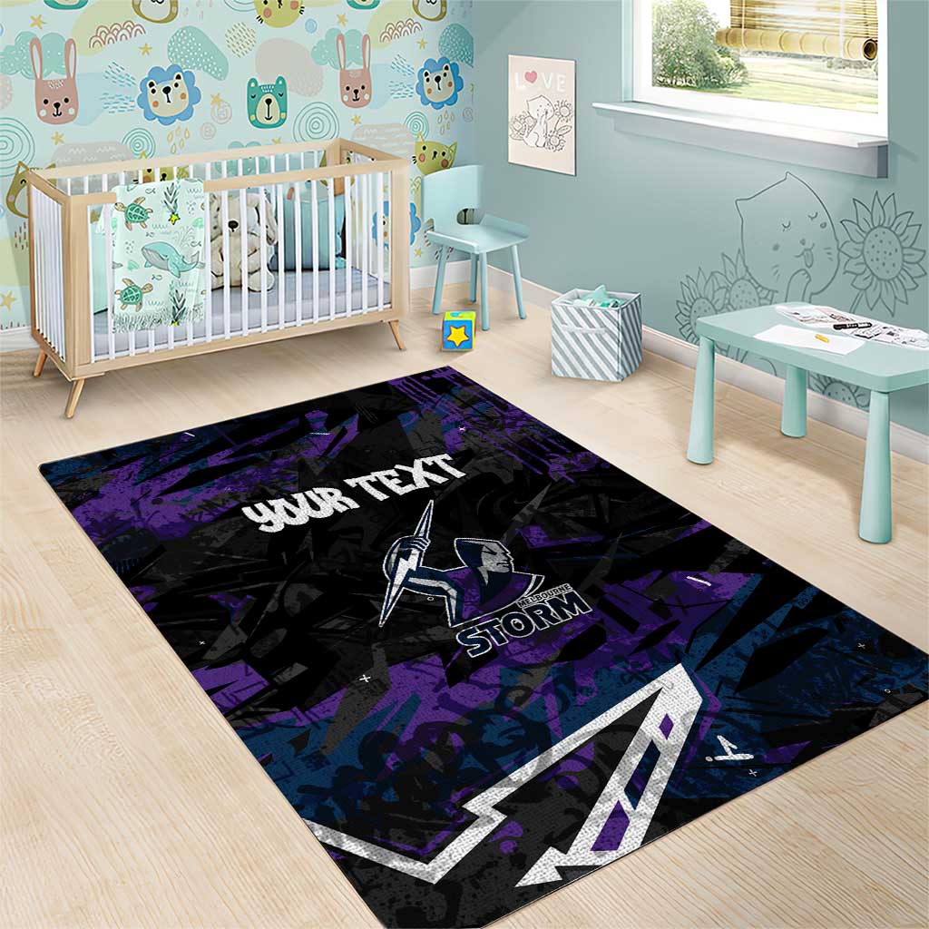 Personalized Melbourne Storm Area Rug Graffiti Grunge Abstract Urban Street Style Design