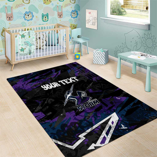 Personalized Melbourne Storm Area Rug Graffiti Grunge Abstract Urban Street Style Design