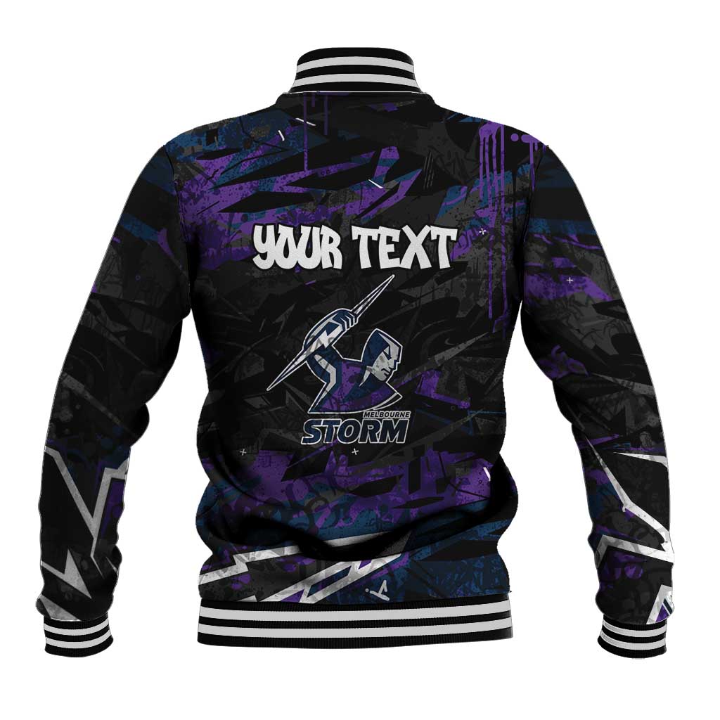 Personalized Melbourne Storm Baseball Jacket Graffiti Grunge Abstract Urban Street Style Design