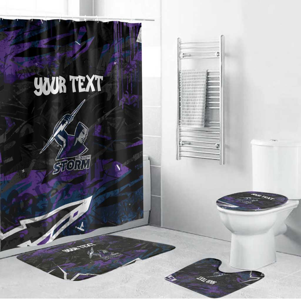 Personalized Melbourne Storm Bathroom Set Graffiti Grunge Abstract Urban Street Style Design