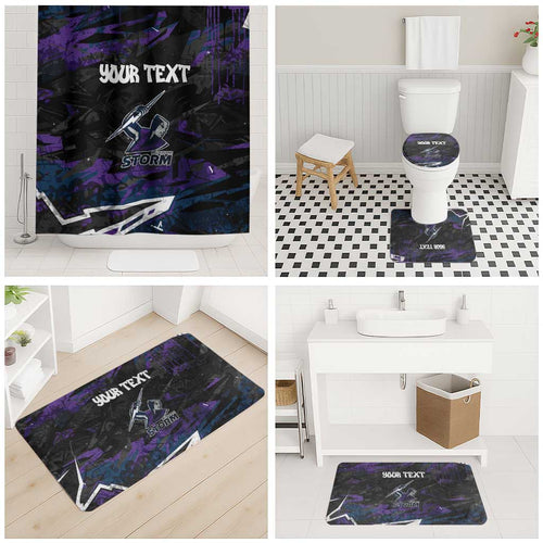 Personalized Melbourne Storm Bathroom Set Graffiti Grunge Abstract Urban Street Style Design