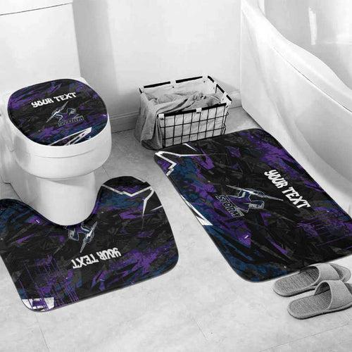 Personalized Melbourne Storm Bathroom Set Graffiti Grunge Abstract Urban Street Style Design