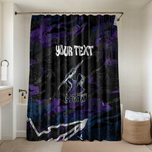 Personalized Melbourne Storm Bathroom Set Graffiti Grunge Abstract Urban Street Style Design