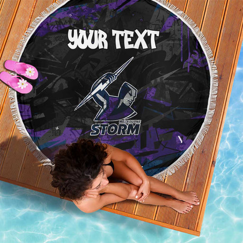 Personalized Melbourne Storm Beach Blanket Graffiti Grunge Abstract Urban Street Style Design