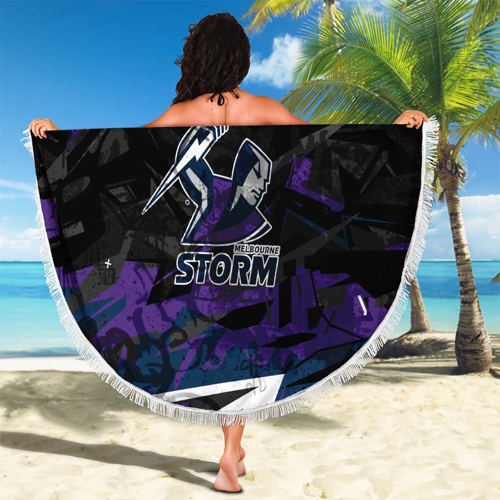 Personalized Melbourne Storm Beach Blanket Graffiti Grunge Abstract Urban Street Style Design