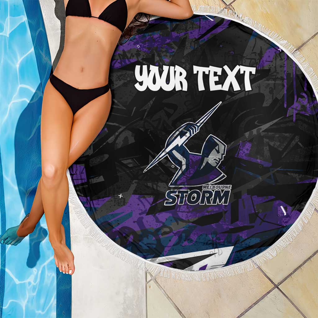 Personalized Melbourne Storm Beach Blanket Graffiti Grunge Abstract Urban Street Style Design