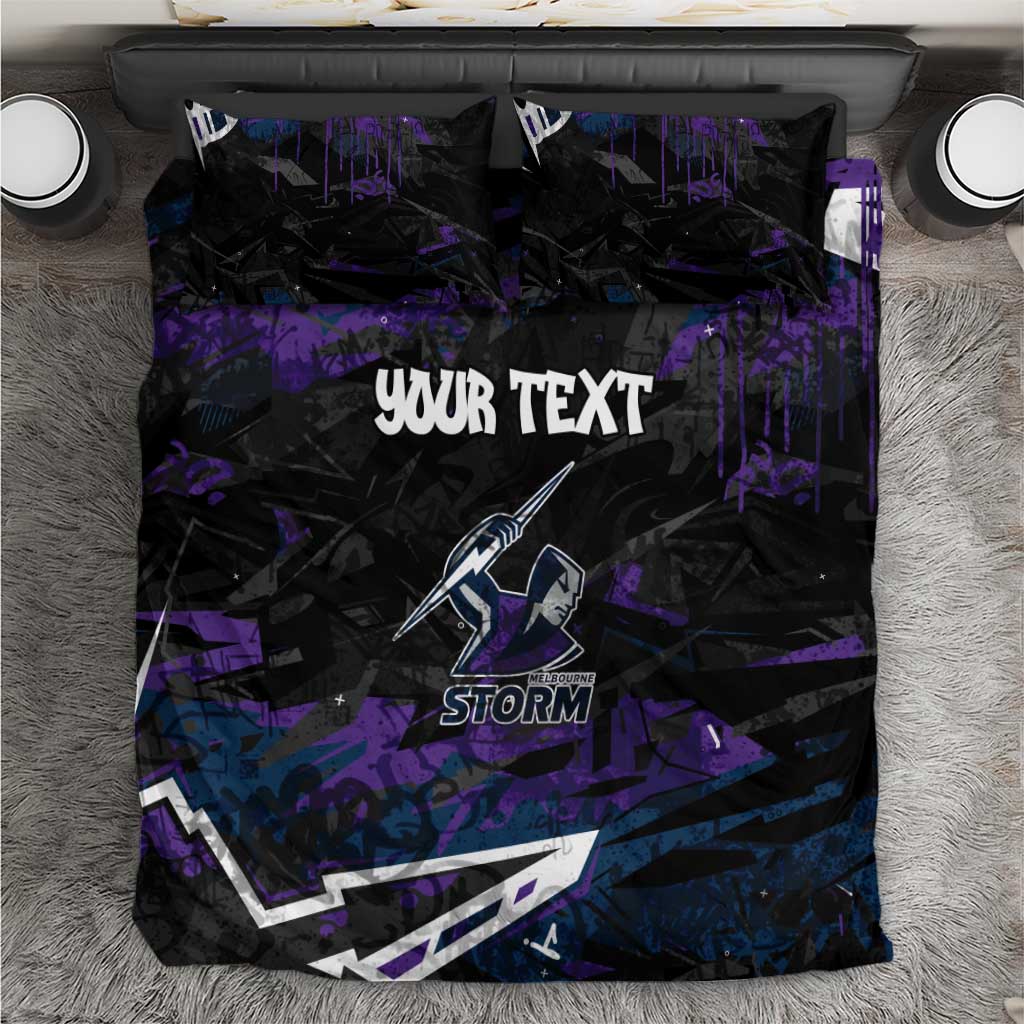 Personalized Melbourne Storm Bedding Set Graffiti Grunge Abstract Urban Street Style Design