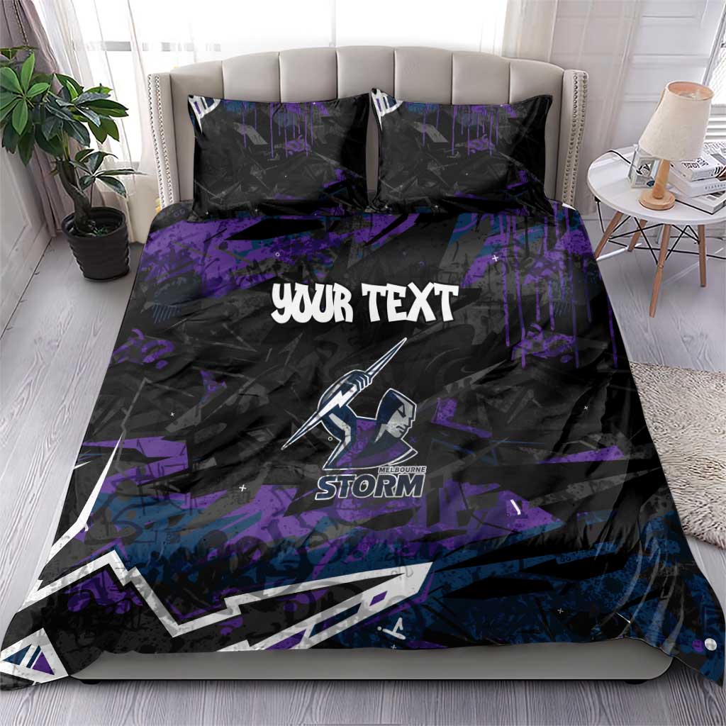 Personalized Melbourne Storm Bedding Set Graffiti Grunge Abstract Urban Street Style Design