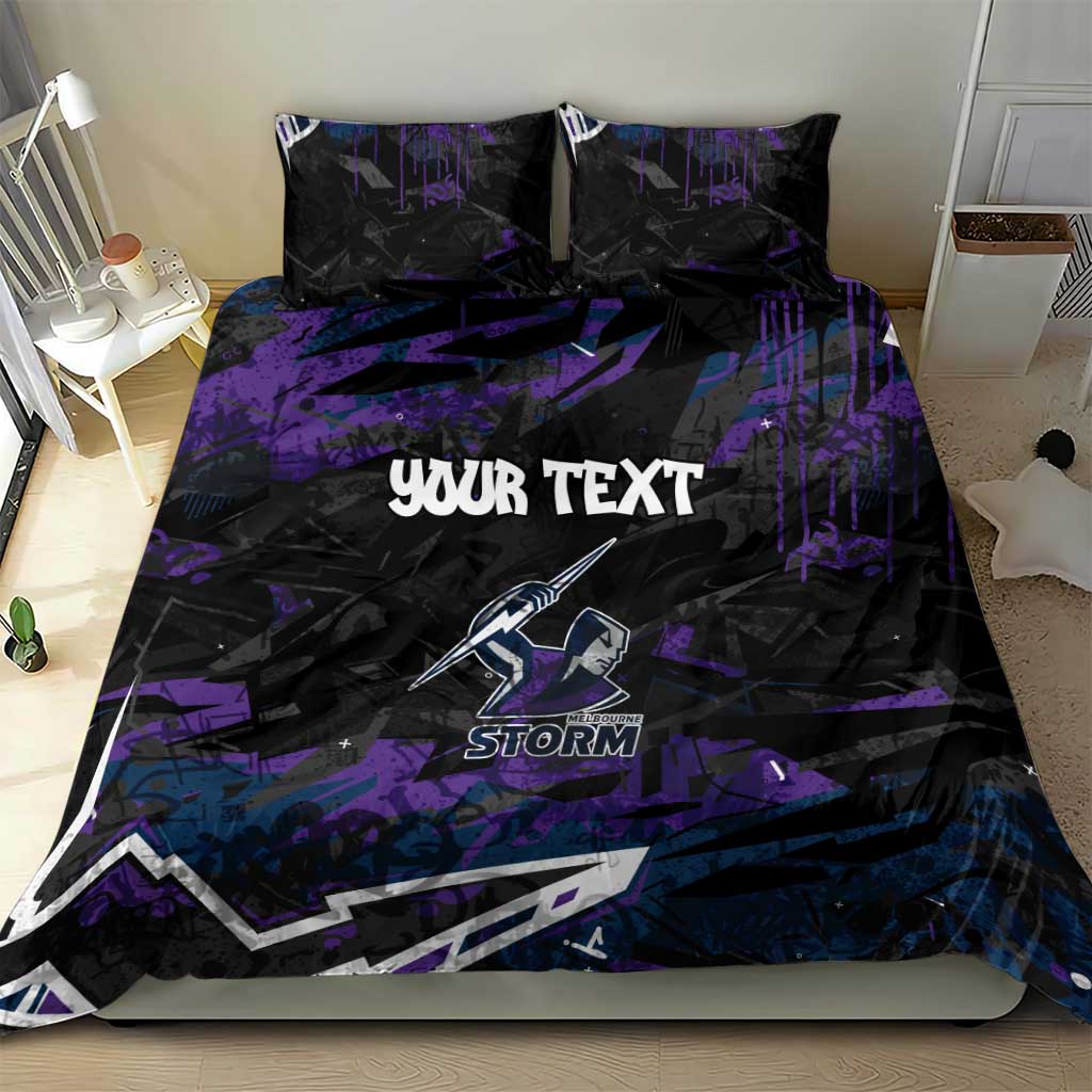 Personalized Melbourne Storm Bedding Set Graffiti Grunge Abstract Urban Street Style Design