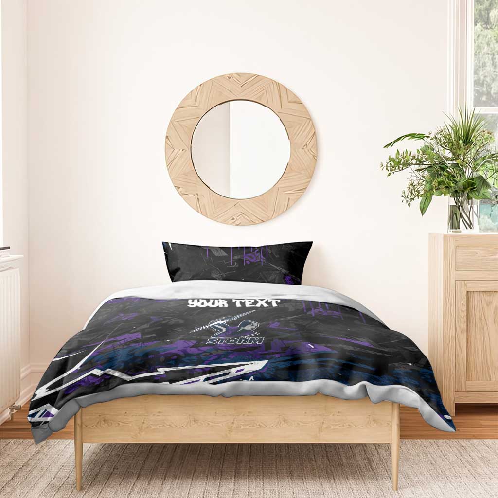 Personalized Melbourne Storm Bedding Set Graffiti Grunge Abstract Urban Street Style Design