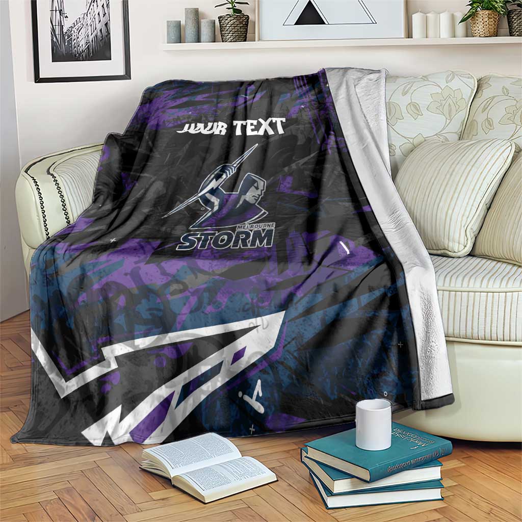 Personalized Melbourne Storm Blanket Graffiti Grunge Abstract Urban Street Style Design
