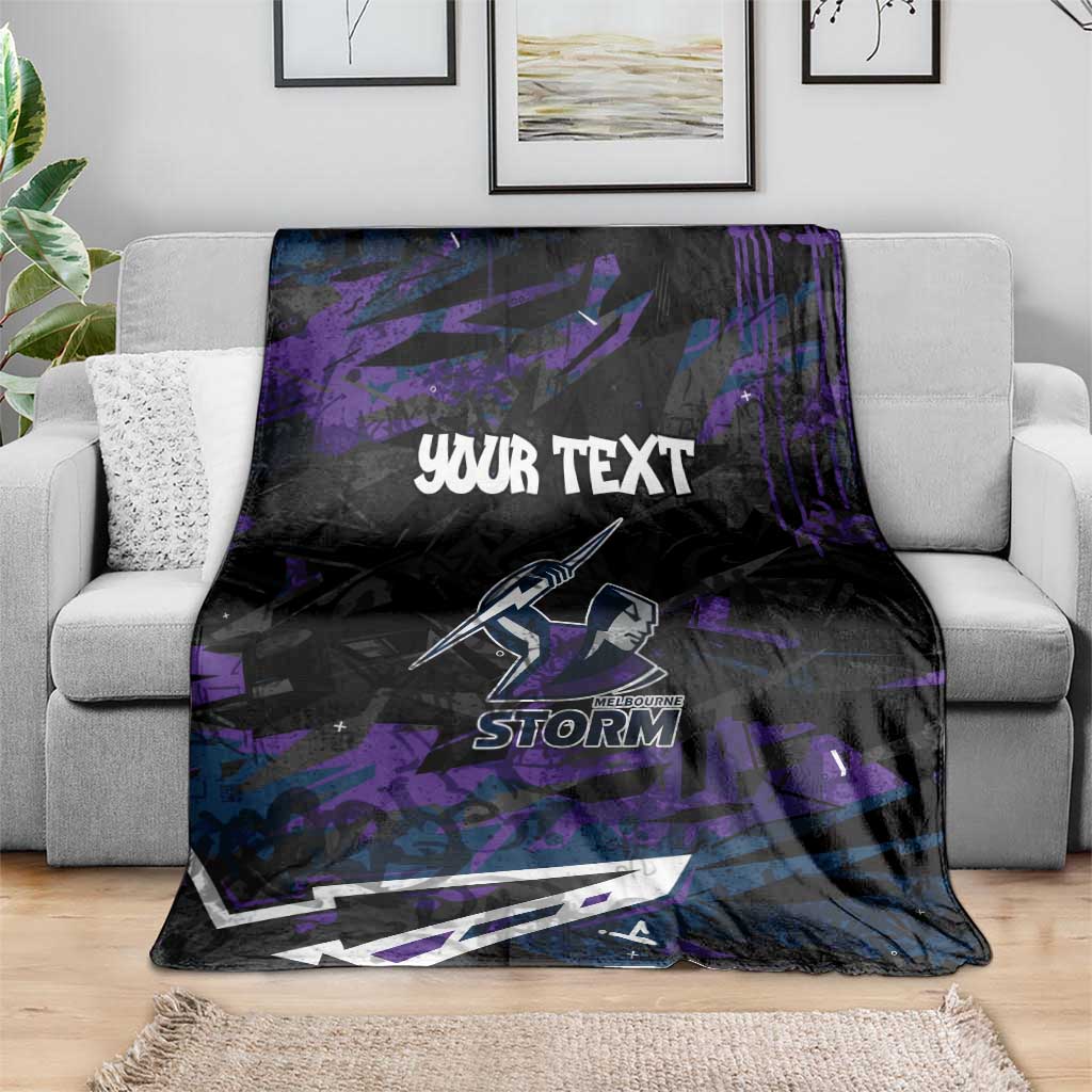 Personalized Melbourne Storm Blanket Graffiti Grunge Abstract Urban Street Style Design