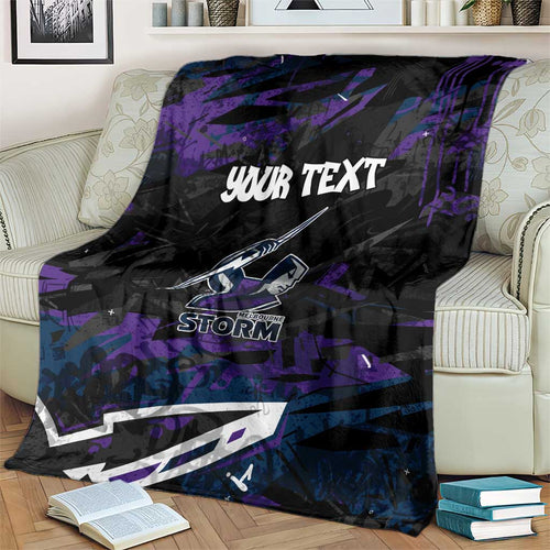 Personalized Melbourne Storm Blanket Graffiti Grunge Abstract Urban Street Style Design