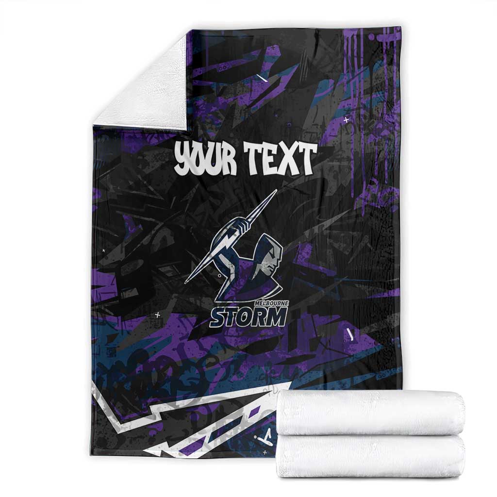 Personalized Melbourne Storm Blanket Graffiti Grunge Abstract Urban Street Style Design