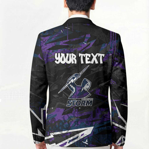 Personalized Melbourne Storm Blazer Graffiti Grunge Abstract Urban Street Style Design