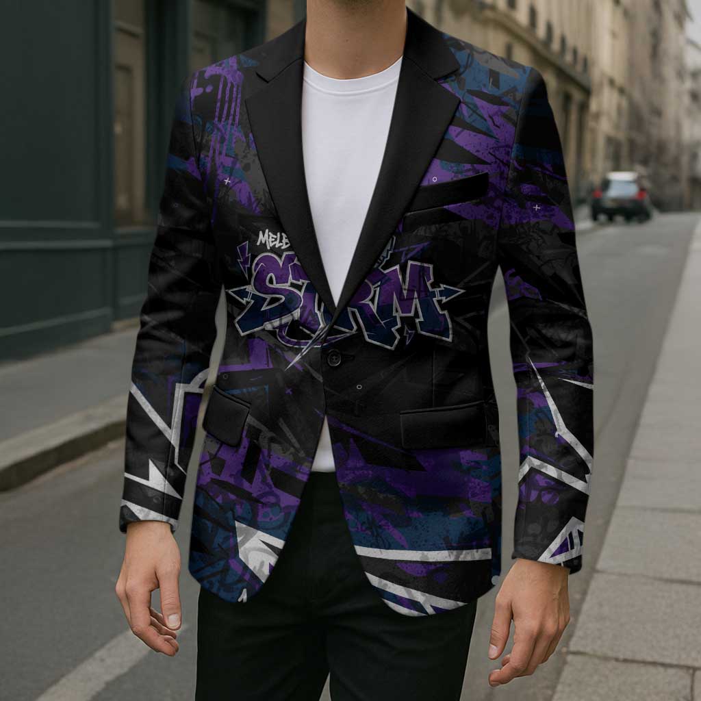 Personalized Melbourne Storm Blazer Graffiti Grunge Abstract Urban Street Style Design