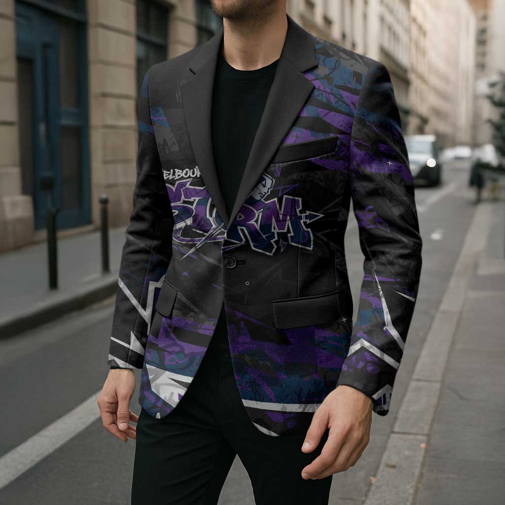 Personalized Melbourne Storm Blazer Graffiti Grunge Abstract Urban Street Style Design