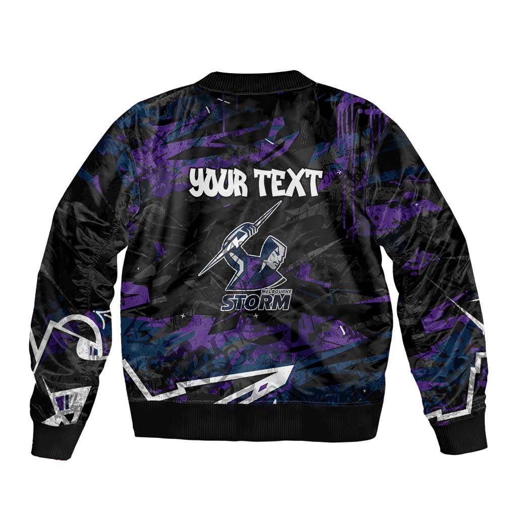 Personalized Melbourne Storm Bomber Jacket Graffiti Grunge Abstract Urban Street Style Design