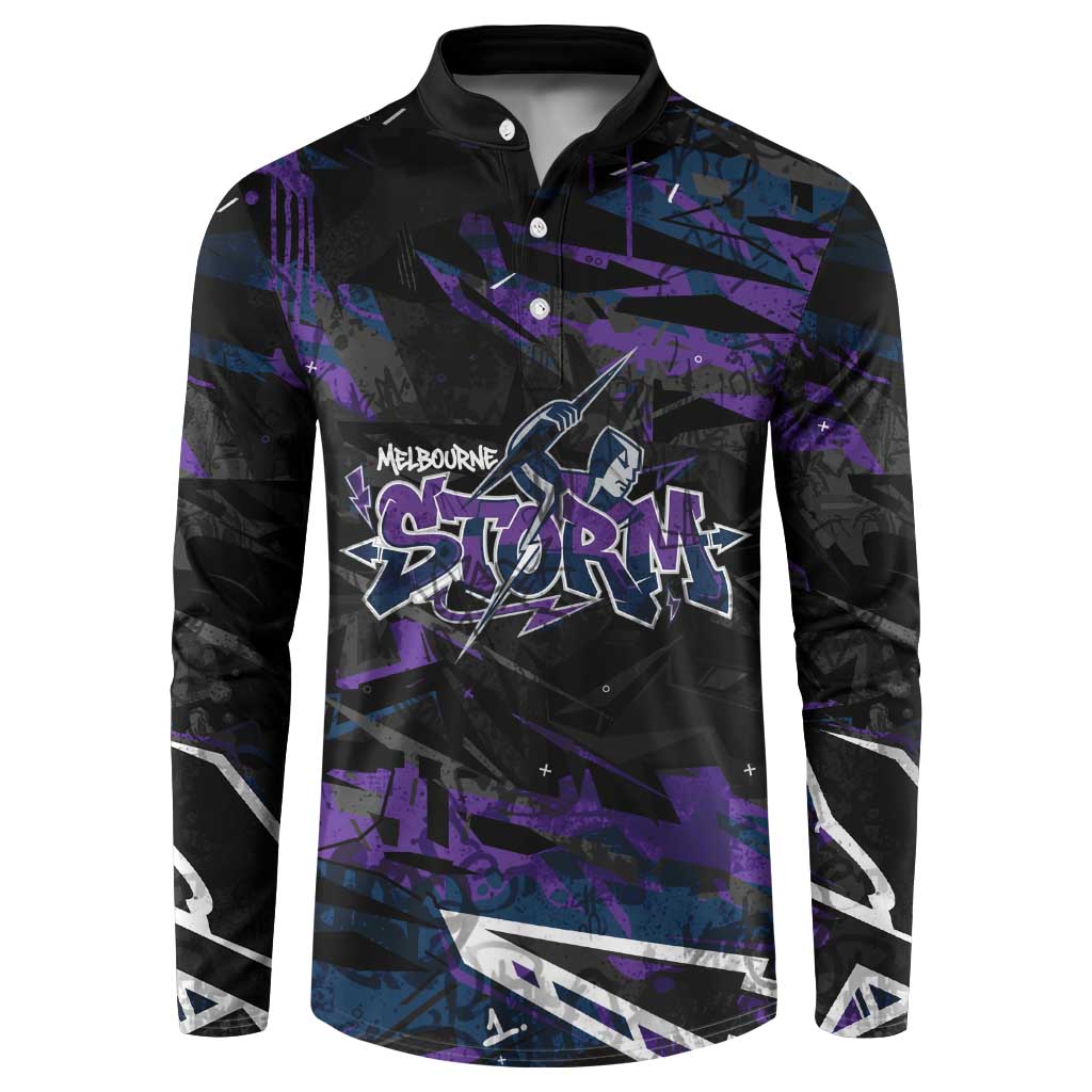 Personalized Melbourne Storm Button Sweatshirt Graffiti Grunge Abstract Urban Street Style Design