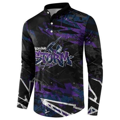 Personalized Melbourne Storm Button Sweatshirt Graffiti Grunge Abstract Urban Street Style Design