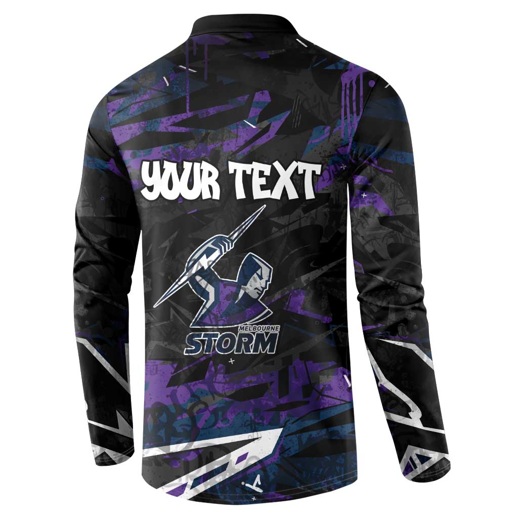 Personalized Melbourne Storm Button Sweatshirt Graffiti Grunge Abstract Urban Street Style Design