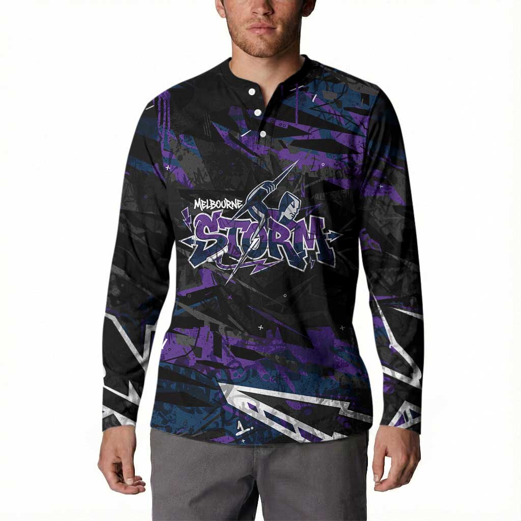Personalized Melbourne Storm Button Sweatshirt Graffiti Grunge Abstract Urban Street Style Design