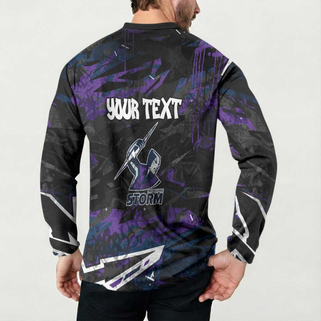 Personalized Melbourne Storm Button Sweatshirt Graffiti Grunge Abstract Urban Street Style Design