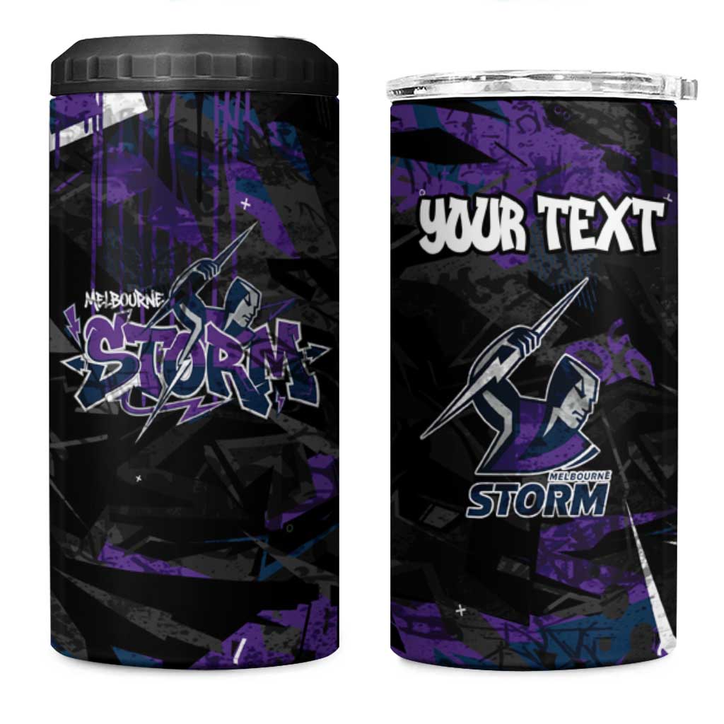 Personalized Melbourne Storm 4 in 1 Can Cooler Tumbler Graffiti Grunge Abstract Urban Street Style Design