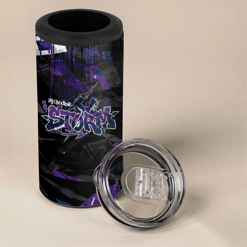 Personalized Melbourne Storm 4 in 1 Can Cooler Tumbler Graffiti Grunge Abstract Urban Street Style Design