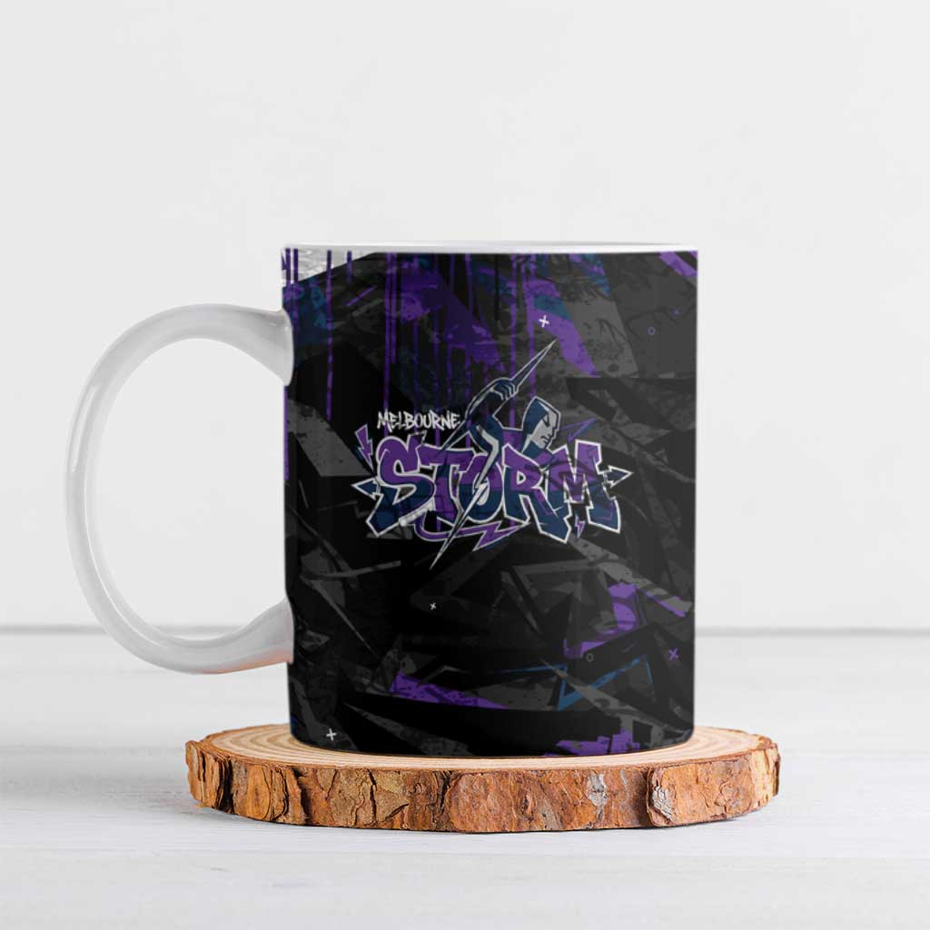 Personalized Melbourne Storm Ceramic Mug Graffiti Grunge Abstract Urban Street Style Design
