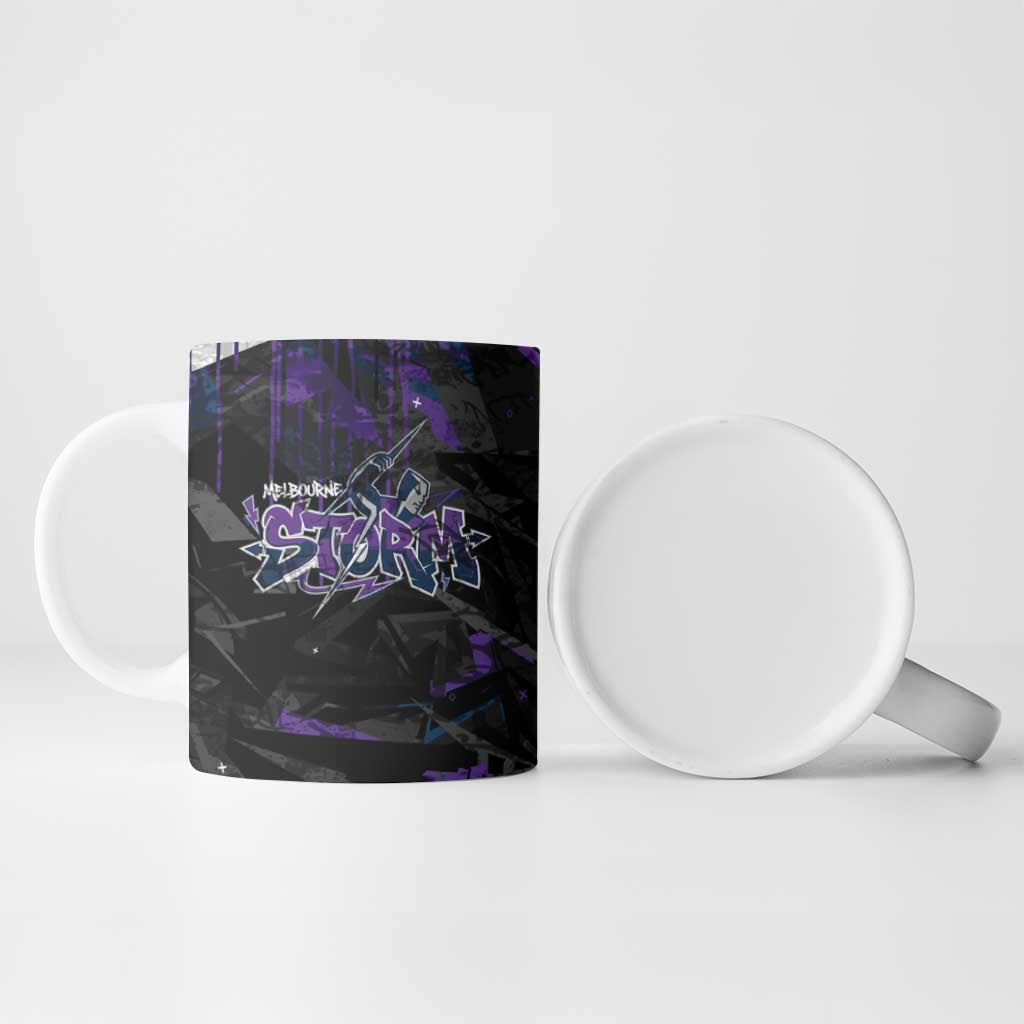 Personalized Melbourne Storm Ceramic Mug Graffiti Grunge Abstract Urban Street Style Design