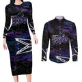 Personalized Melbourne Storm Couples Matching Long Sleeve Bodycon Dress and Long Sleeve Button Shirt Graffiti Grunge Abstract Urban Street Style Design