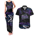 Personalized Melbourne Storm Couples Matching Tank Maxi Dress and Hawaiian Shirt Graffiti Grunge Abstract Urban Street Style Design